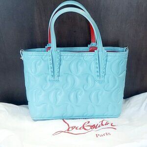 Christian Louboutin Mineral Mini East West Cabata CL Embossed Leather Tote